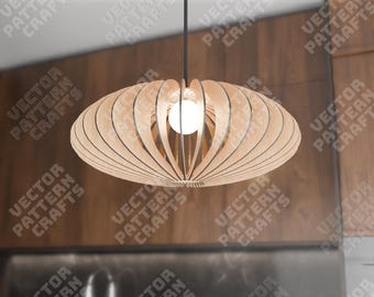 Pendant Light SVG Laser Cut Lampshade Wooden Hanging Ceiling Lamp