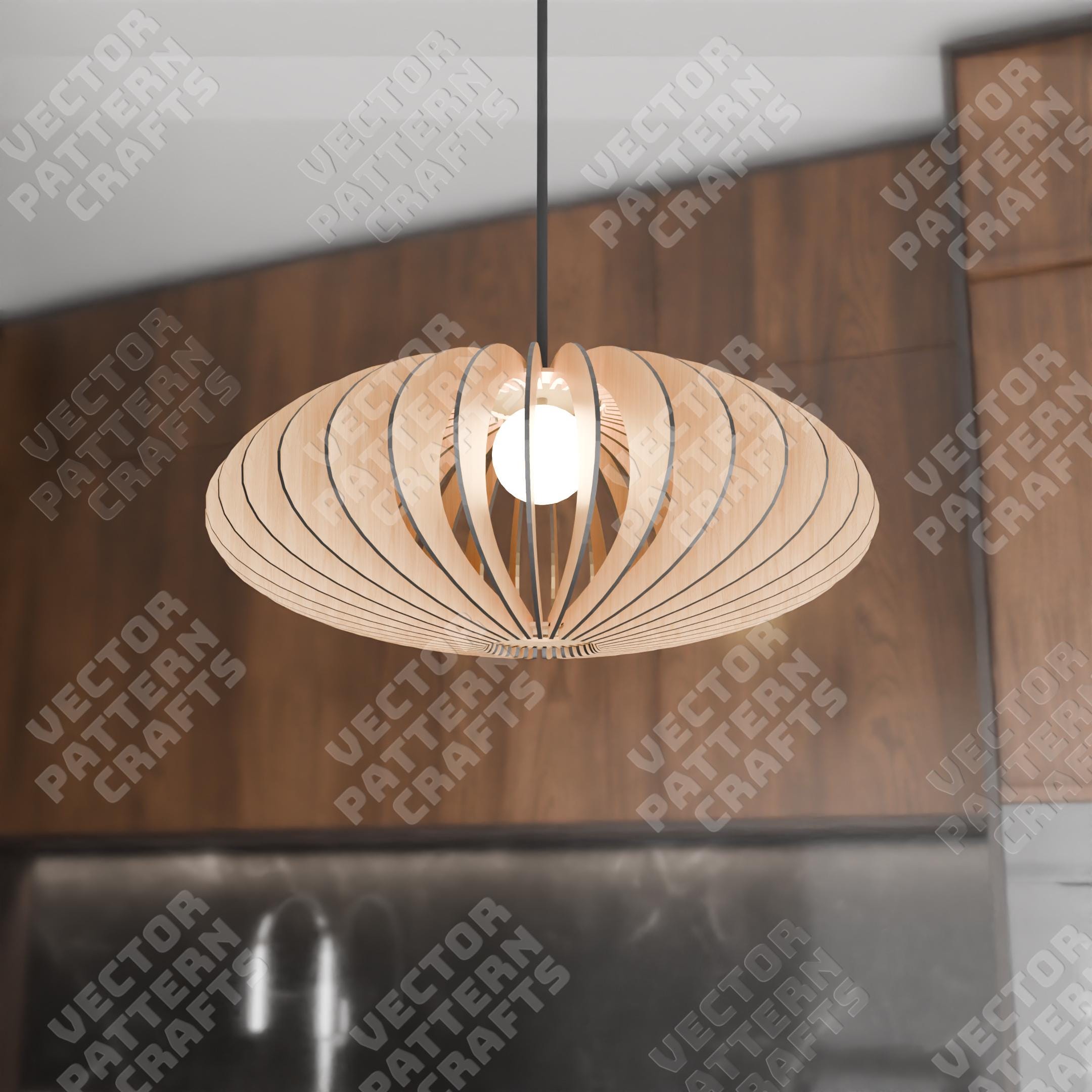 Lustre En Bois Naturel - Plafonnier Déco Scandinave - Neuf Sans Marque