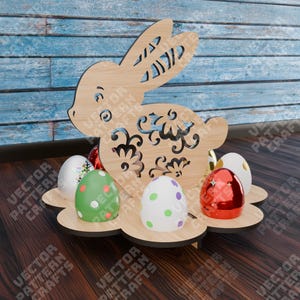 Osterhase Ei Halter Laser geschnitten svg Datei Glowforge Holz Osterei Halter Korb svg Cricut Osterei Halter Dxf Cnc Vektor Vorlage