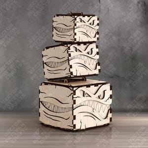 Halloween geschenkdozen 3 maten lasergesneden svg-bestand Glowforge decoratieve geschenkdoos svg Halloween monster vak dxf-sjabloon Halloween laserbestand