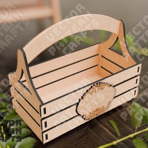 装飾花バスケット レーザーカット svg ファイル Glowforge 木製キャンディーバスケット svg cricut 花バスケット dxf cnc ベクトルパターン