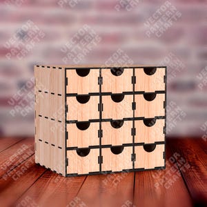 Laser cut drawers organizer svg cutting file Glowforge desktop organizer svg cricut Organizer dxf cnc vector pattern Organizer laser file