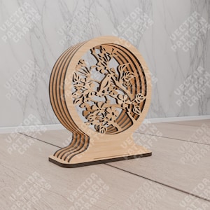 Pássaro multicamadas na árvore decoração de mesa de primavera corte a laser arquivo svg Glowforge decoração multicamadas svg cricut Decoração de mesa de pássaros dxf cnc vetor