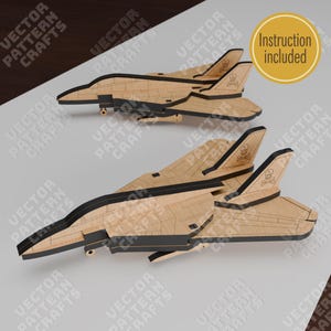 Rompecabezas de avión 3D de madera cortado con láser, archivo SVG, rompecabezas de juguete de avión Glowforge SVG, rompecabezas de avión 3D para niños Cricut, patrón vectorial DXF CNC