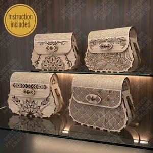4 Clutch Bag Laser Cut SVG Wooden Purse Floral Handbag