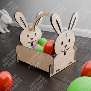 Osterhase Ei Korb Laserschnitt Holz Osterkorb Holzkorb svg Cricut Osterhase Ei Halter Korb Dxf Cnc Vektor Muster
