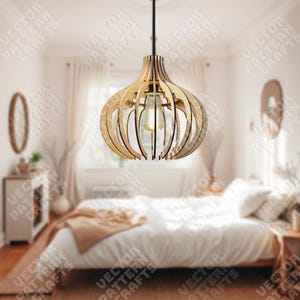 Laser cut Round pendant chandelier lamp svg file Glowforge wooden chandelier svg cricut Modern Lamp dxf vector pattern Lamp laser file