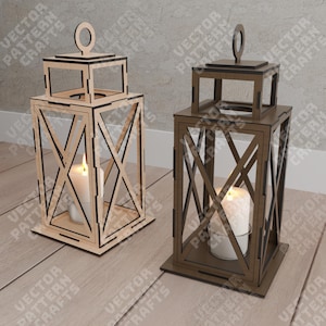 Dekorativer Kerzenhalter Lampe Laser cut svg Datei Glowforge Holzlaterne svg cricut Tisch Nachtlampe dxf cnc vorlage Teelichthalter Laser