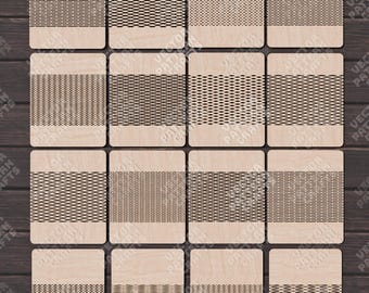 Paquete de 16 piezas de madera contrachapada flexible cortada con láser, archivo SVG, bisagras flexibles Glowforge para salas de estar, SVG, Cricut, plantillas flexibles, patrón vectorial CNC, DXF