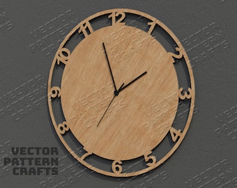 Reloj de pared SVG con esfera redonda de números cortados con láser para decoración del hogar (SVG).