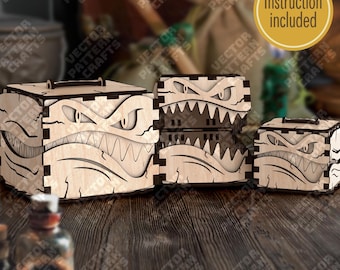 Halloween Monster Box SVG Laser Cut 3 Größen Süßes oder Saures Süßes oder Saures Dekor