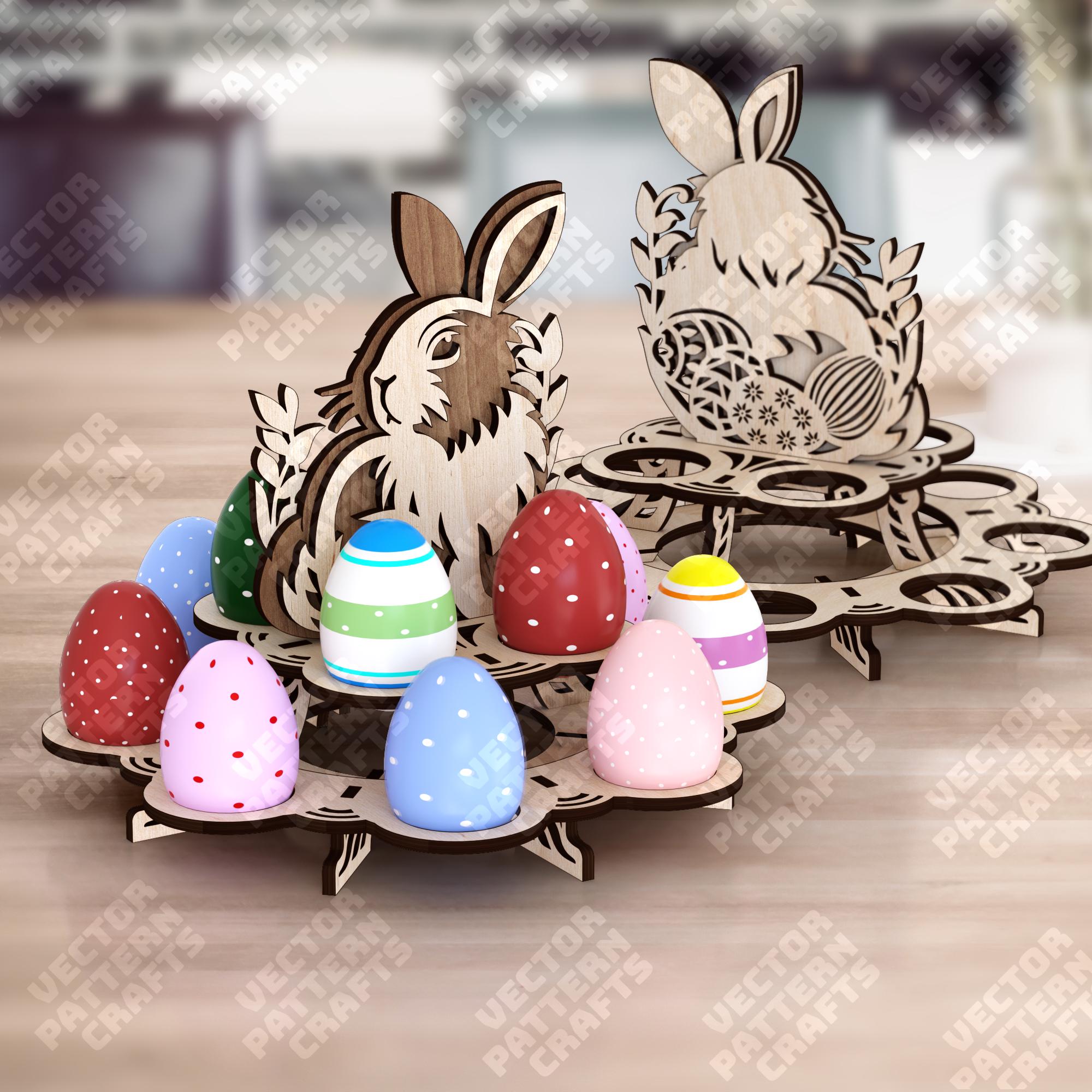 Laser Cut Easter Bunny Egg Holder Stand 3 Bundle Svg Cutting File ...
