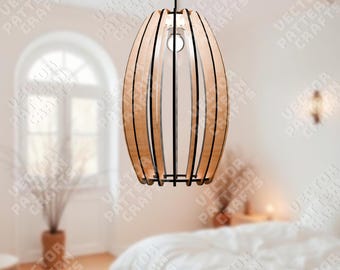 Laser Cut Pendant Light SVG Wooden Lampshade Hanging Fixture Modern Chandelier