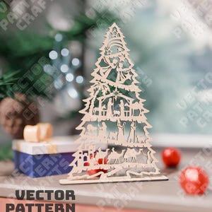 Natività albero di Natale taglio laser file in formato svg Glowforge albero di Natale in legno svg cricut ornamenti natalizi albero dxf cnc modello vettoriale