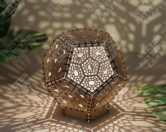 Dodecahedron Lamp SVG Laser Cut Geometric Shadow Light Night Lampshade Decor