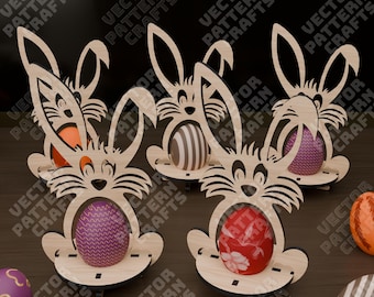 Laser cut Easter bunny egg holder svg file Glowforge wooden Easter egg holder organizer svg cricut Easter egg holder dxf cnc vector template