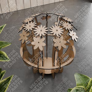 Flowers vase table decor laser cut svg file Glowforge vase flowers svg laser Flowers decoration dxf cnc vector pattern Flowers laser file