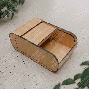 Archivo SVG cortado con láser para caja deslizante de madera con tapa enrollable. Caja de almacenamiento con tapa enrollable Glowforge SVG Cricut. Patrón vectorial CNC para caja de almacenamiento DXF.