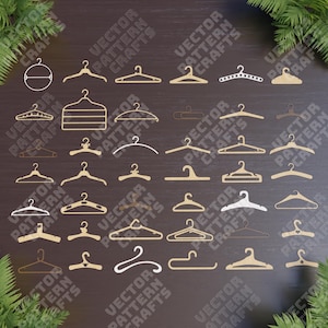 Perchas de madera, paquete de 42, archivo svg cortado con láser Perchas de ropa Glowforge, svg, cricut Perchas, patrón vectorial cnc, archivo láser de perchas