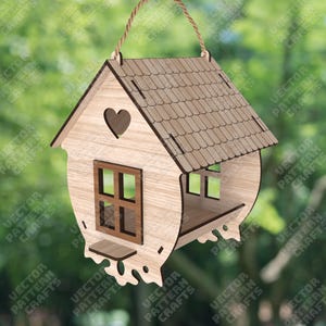 Wooden bird house laser cut svg file Glowforge bird nest svg cricut Birdhouse dxf cnc vector pattern Bird feeder laser file