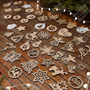 Christmas tree ball ornaments bundle laser cut svg file Glowforge Christmas Tree Ornaments svg cricut Christmas bauble dxf vector pattern