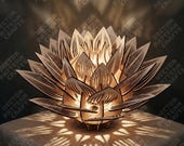 Lotus Flower Candle Holder Laser Cut File SVG Wooden Lantern for Tea Light Holder SVG Template 3D Table Night Lamp DXF Pattern Lantern laser
