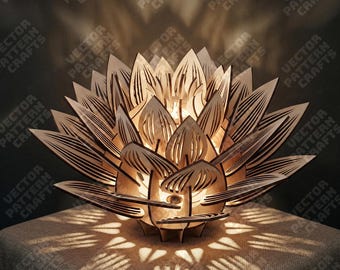 Lotus Flower Tealight Candle Holder SVG Laser Cut Lantern Table Decor