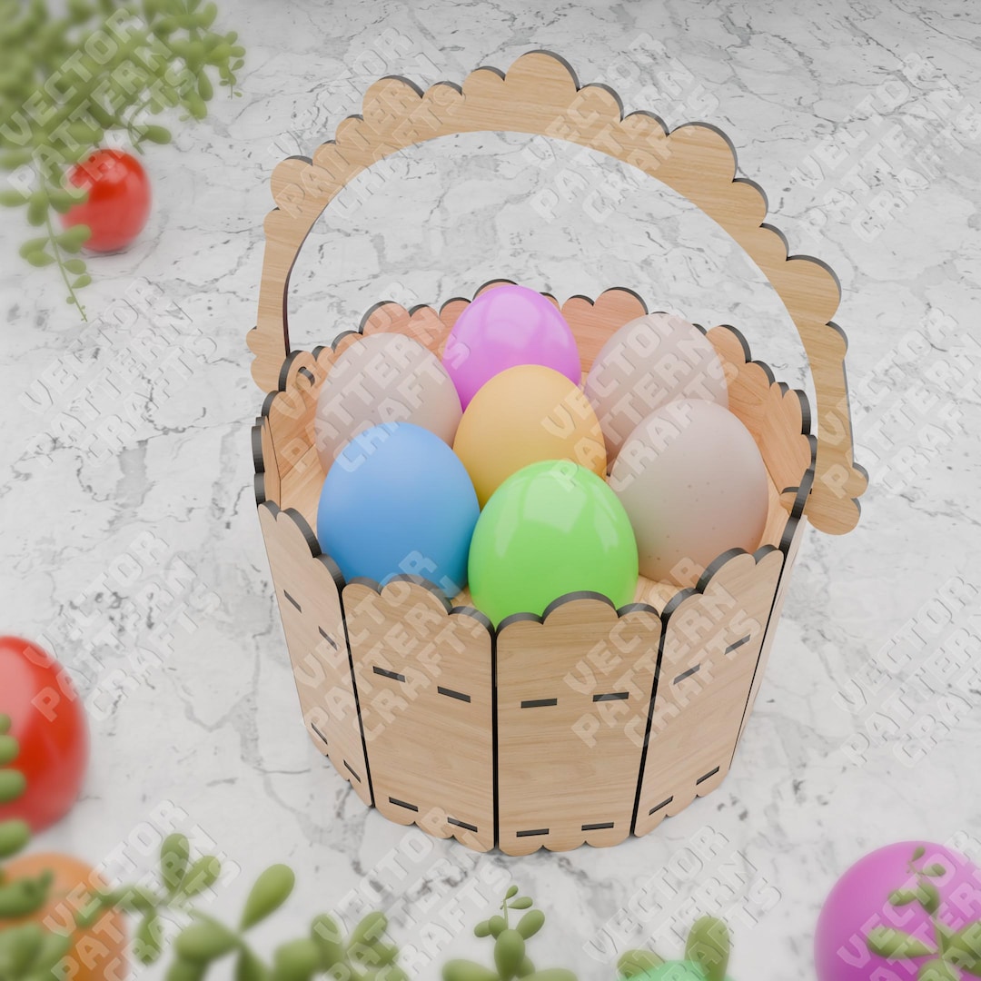 Laser Cut Easter Egg Basket Svg Cutting File Glowforge Wooden Easter ...