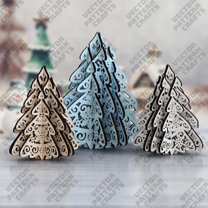 Laser cut Christmas standing tree svg file Glowforge wooden 3D Christmas Tree svg template Christmas ornaments tree dxf Christmas laser cut