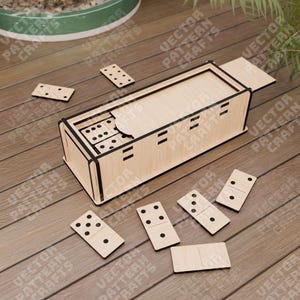 Juego de dominó de madera cortado con láser, archivo svg Juego de dominó Glowforge, svg Cricut, patrón vectorial de dominó dxf cnc, archivo de láser de dominó