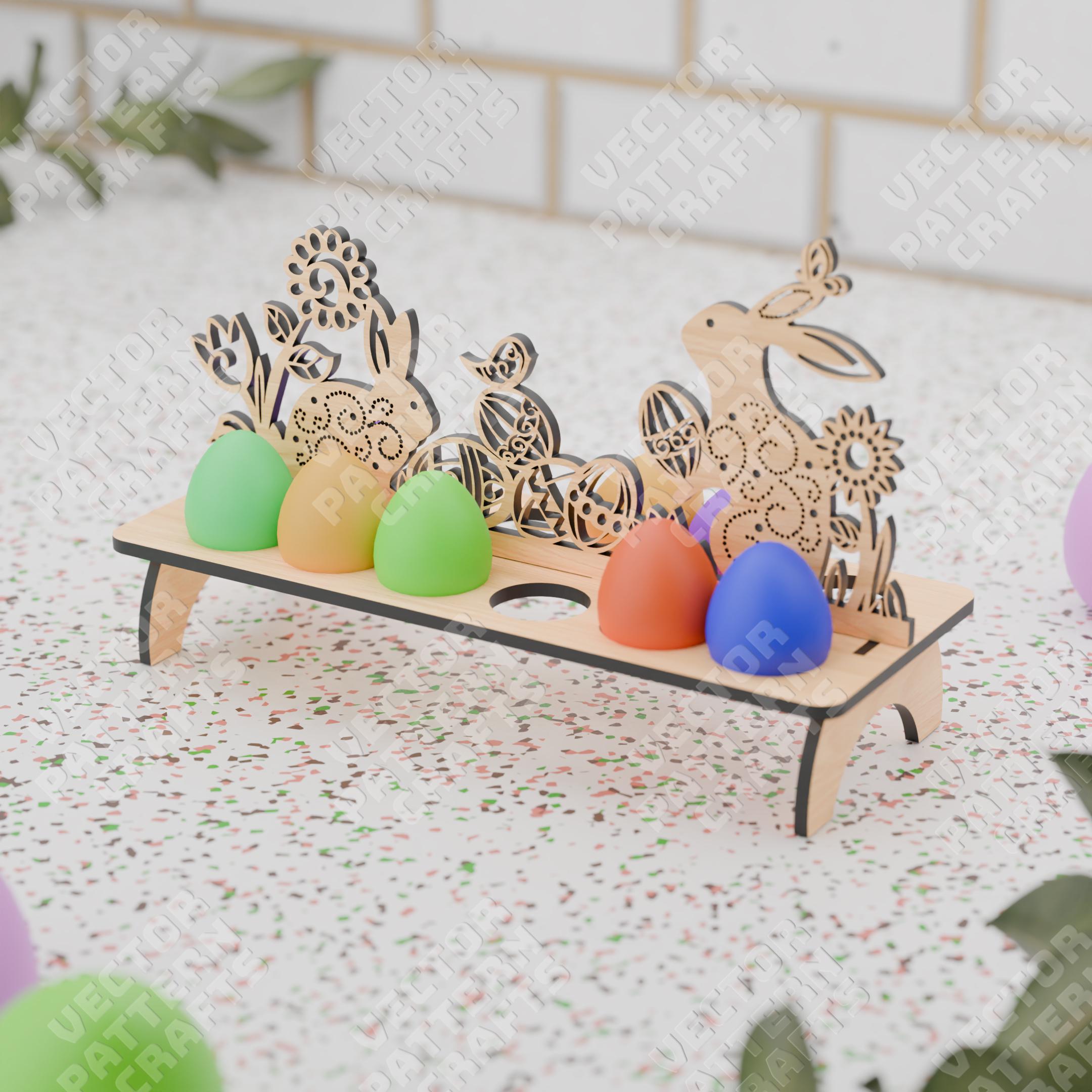 Easter Bunny Egg Holder Stand Laser Cut File Svg Glowforge Wooden ...