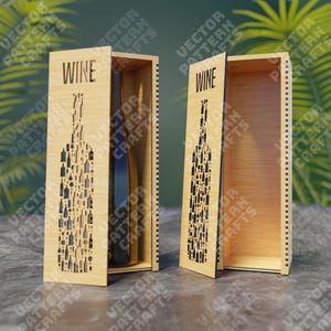Dekorative Wein-Geschenk-Box SVG-Datei, Laser-Schnitt-Datei, Glowforge Holz Flasche Geschenkbox, Cricut Holz-Weinkiste, Dxf, Vektor, Muster