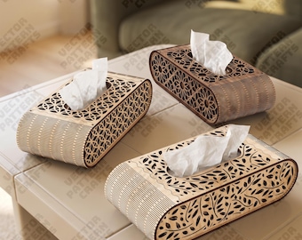 3 Geometric Tissue Box Cover SVG Laser Cut Mandala Paper Holder