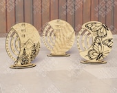 3 Perpetual Calendar SVG Laser Cut Desk Rotating Standing Office Home Decor