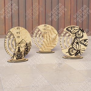 Laser cut perpetual calendar 3 bundle svg file Glowforge table perpetual calendar svg Perpetual calendar laser dxf cnc vector