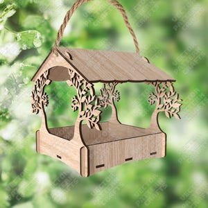 Laser cut bird feeder svg cutting  file Glowforge bird nest svg cricut Birdhouse laser dxf cnc vector pattern Bird feeder laser file