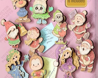 10 Christmas Fridge Magnet Laser Cut SVG Santa Gnome Reindeer Figures