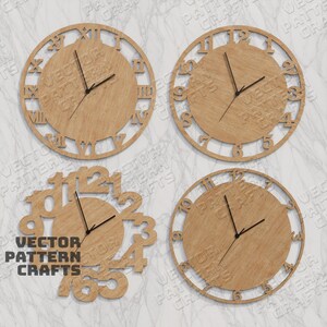 Wooden Wall Clock Numbers Bundle Laser Cut Svg File Glowforge ...