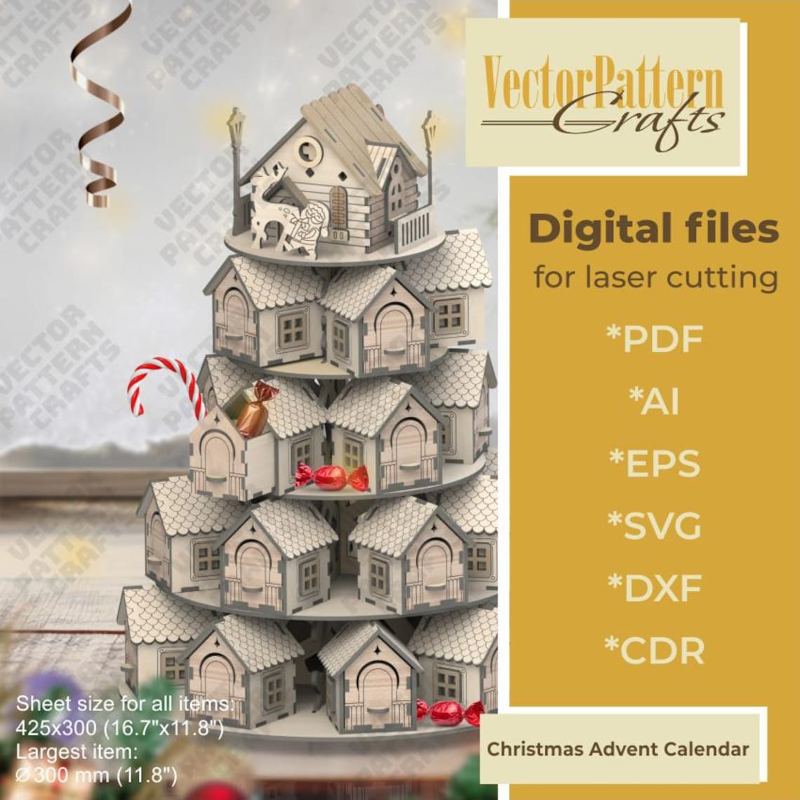 Christmas Advent Calendar Laser Cut Svg File Glowforge Advent Calendar ...