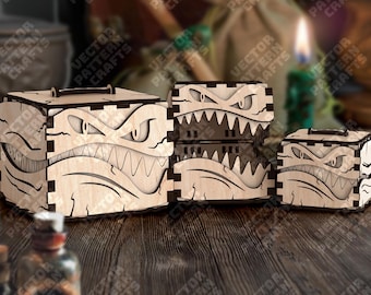 Halloween geschenkdozen 3 maten lasergesneden svg-bestand Glowforge decoratieve geschenkdoos svg Halloween monster vak dxf-sjabloon Halloween laserbestand