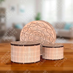 Houten ronde flexibele doos 3 maten lasergesneden svg-bestand Glowforge ronde graveren geschenkdoos svg cricut sieraden ronde vak dxf ronde doos sjabloon