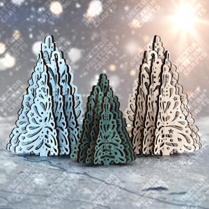 Laser cut Christmas tree svg cutting file Glowforge wooden 3D Christmas Tree svg cricut Christmas ornaments tree dxf Christmas laser cut