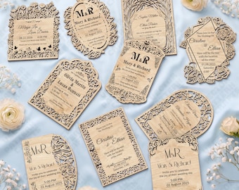 10 Wedding Invitation Laser Cut SVG Personalized Invite Card