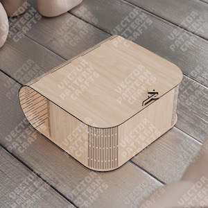 Caja de regalo de madera decorativa cortada con láser, archivo svg, Glowforge, caja de regalo pequeña svg, cricut, caja de joyería, patrón vectorial dxf cnc