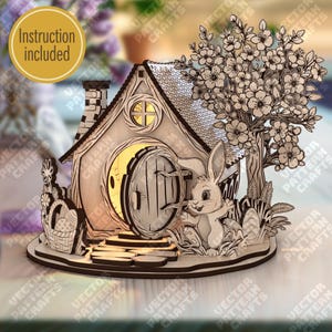 Osterhasenhaus Kerzenhalter Laserschnittdatei Glowforge 3D Osterhaus Laterne svg Osterhasenminiaturen dxf vorlage Ostern Laserdatei