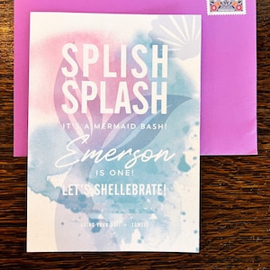 FICHIER NUMÉRIQUE Mermaid Bash Glitter Invitation - Pool Party - 5x7 - Anniversaire sous la mer