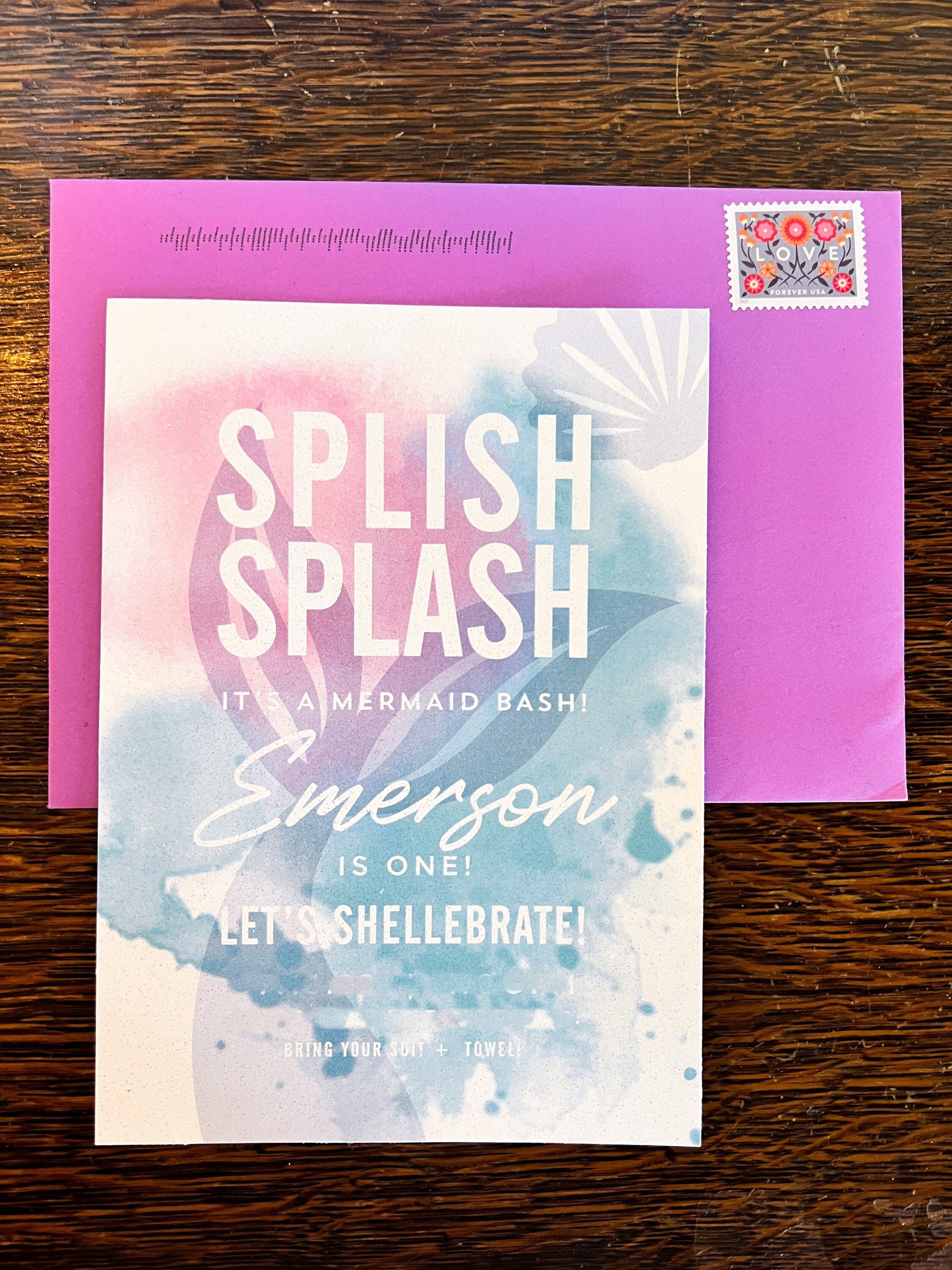 Custom Mermaid Bash Glitter Invitation Pool Party 5x7 Etsy