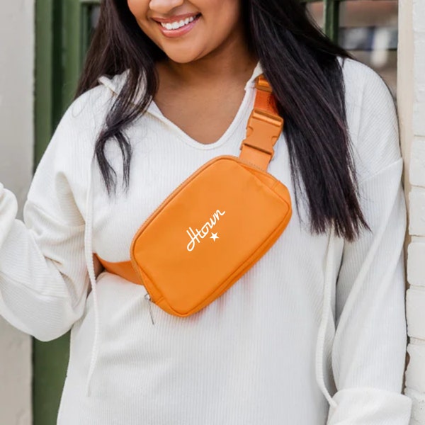 PREORDER SHIPS 5/5 Houston Astros Baseball HTown Embroidered Orange Orange belt bag purse