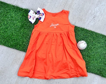 ROBE TWIRL POUR Bambin - Houston Astros Baseball - Robe orange brodée Htown