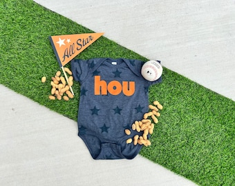 INFANT Houston Astros Baseball Onesie -  Baby HOU Star Tee - Navy